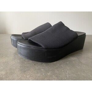 Vintage 90’s Y2K Bebe Black Platform Sandals Slinky Stretch Fabric Top 9